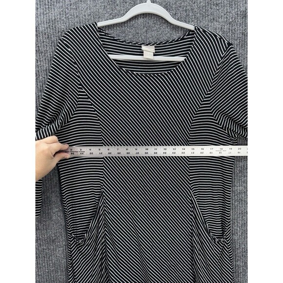 Chicos Knit Tunic Top Size 2/Large Black White Pockets Striped 3/4 Sleeve Scoop - Picture 11 of 11